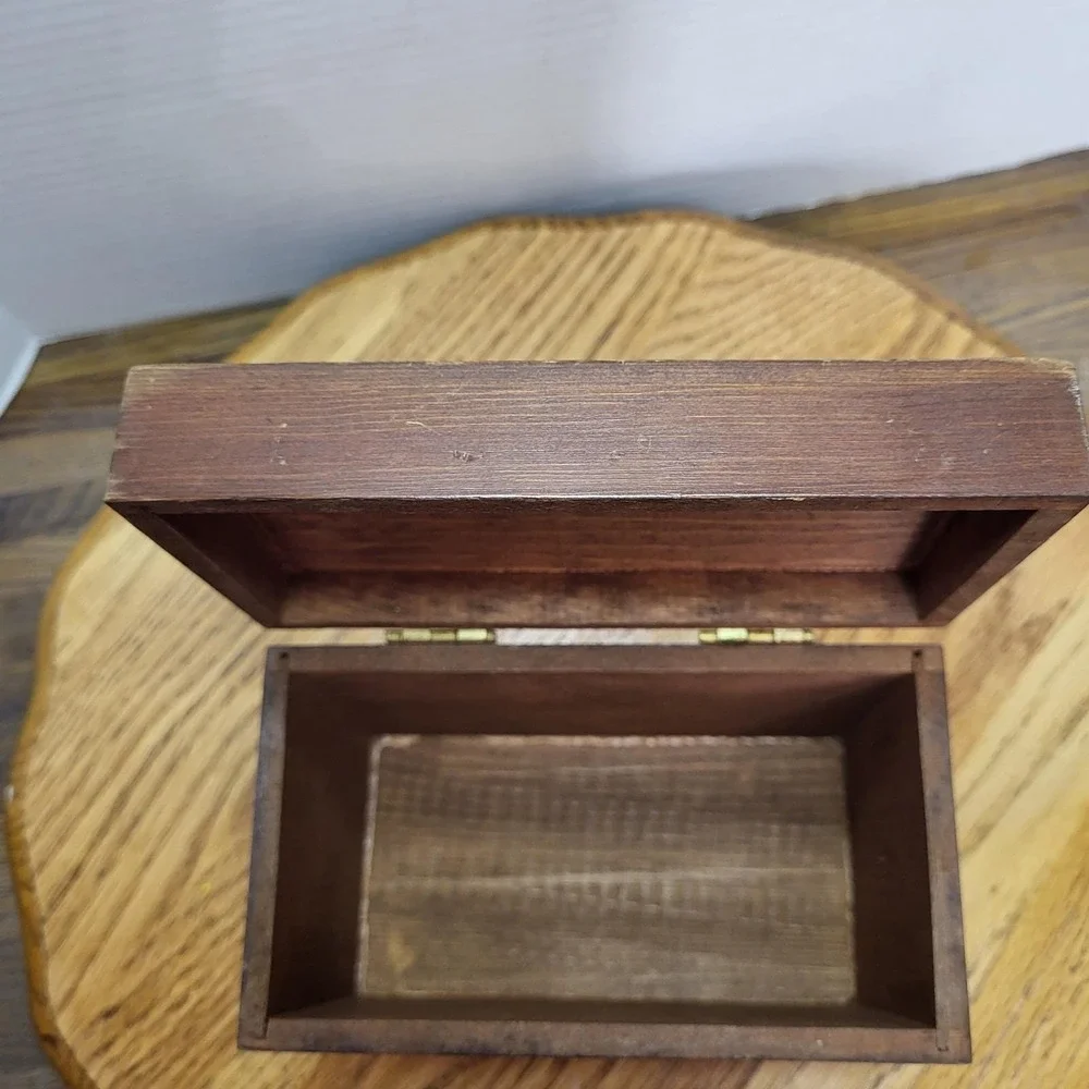 VTG Country Girl With Geese Ducks Carved Wood Hinged Box Mother Goose Trinket